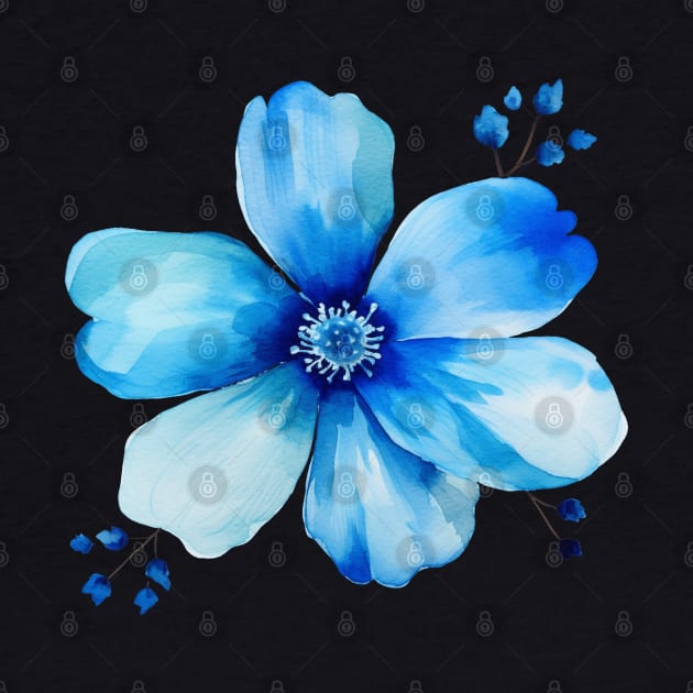 Little Blue Flower Watercolor by Nightarcade